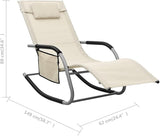 Sun Lounger Textilene Cream Gray 58.7x24.4x34.6 in Steel Frame Pool Lounge Chair Outdoor Adjustable Backrest Side Bag - Photo 2