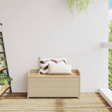 Outdoor Storage Bench with Waterproof Bag, Mix Beige and Brown, Solid Acacia Wood and Poly Rattan - Photo 3
