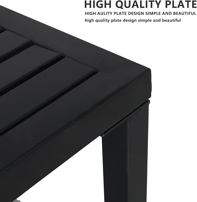 Outvita Metal Square Side Table, Indoor Outdoor Small Patio End Table, Portable Coffee Bistro Table for Deck Porch Yard Garden Balcony Bedside Black