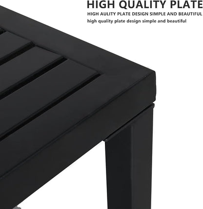 Outvita Metal Square Side Table, Indoor Outdoor Small Patio End Table, Portable Coffee Bistro Table for Deck Porch Yard Garden Balcony Bedside Black