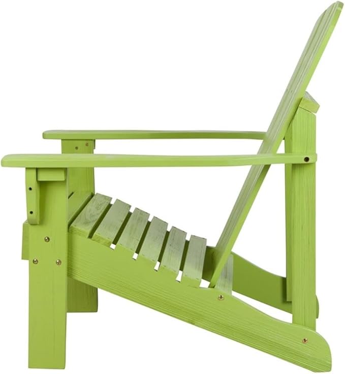 Pemberly Row Cedar Wood Patio Firepit Adirondack Chair, Green Finish, Kiln-Dried Moisture-Resistant Wood, Ergonomic Design, Wide Arms, Contoured Seat, 36.25" H x 34.25" W x 26.75" D Outdoor Seating