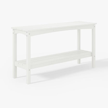 WestinTrends Malibu 55" Outdoor Patio HDPE Adirondack 2-Tier Shelf Console Table, White