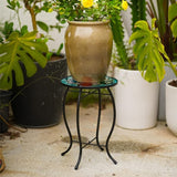 10 Inch Round Butterfly Glass Side Table, Patio Small Table, Outdoor Side Table, Outdoor Bar Table - Photo 2