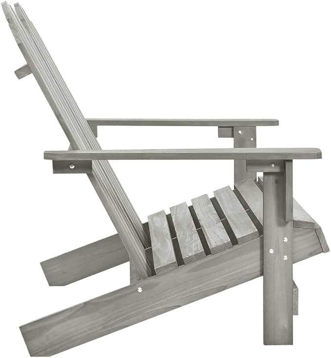 2-Seater Patio Adirondack Chair Solid Fir Wood Gray Outdoor Furniture Lounge Chair Garden Seating for Patio, Backyard - Photo 4
