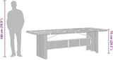 vidaXL Patio Dining Table - Gray Poly Rattan & Tempered Glass - Outdoor Garden/Lawn Furniture for Patio/Deck - Photo 4