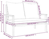 Garden Sofa Bench Dark Grey Solid Acacia Wood 47.2 in Long - Photo 8