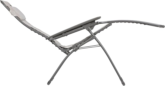 Lafuma Futura LFM3118 8548 Zero Gravity Outdoor Steel Framed Lawn Patio Recliner Folding Lounge Chair with Batyline Canvas, Seigle Grey