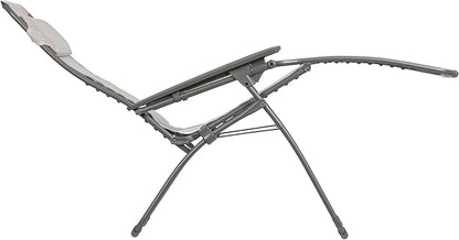 Lafuma Futura LFM3118 8548 Zero Gravity Outdoor Steel Framed Lawn Patio Recliner Folding Lounge Chair with Batyline Canvas, Seigle Grey