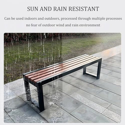 Benches Garden Bench Outdoor Patio Seating Backless Park Chair Lawn Path Slatted Seats,Outdoor Metal Garden Bench 2 3 Person Loveseat Patio Chair with Backrest Solid Wood Seat & Galvanized F