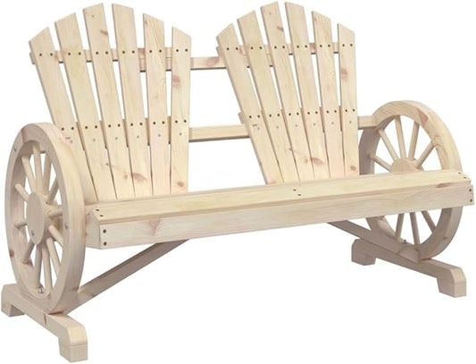 2-Seater Patio Adirondack Chair Solid Wood Fir Outdoor Sectional Furniture for Garden Backyard Poolside Balcony Durable Moisture-Resistant Design
