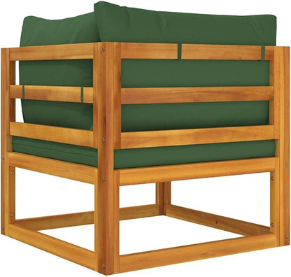 Green Acacia Wood Outdoor Modular Corner Sofa Unit for Patio, Balcony, and Garden Seating Areas
