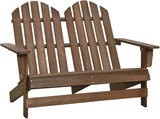 2-Seater Patio Adirondack Chair Solid Wood Fir Brown Outdoor Furniture Ergonomic Lounge Chair for Garden, Patio - Photo 1