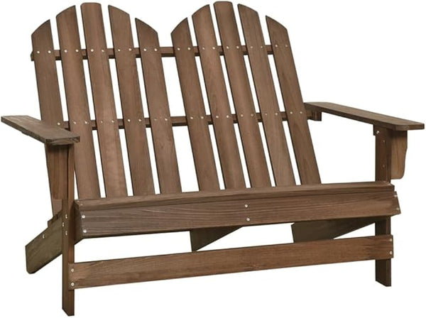 2-Seater Patio Adirondack Chair Solid Wood Fir Brown Outdoor Furniture Ergonomic Lounge Chair for Garden, Patio - Photo 1