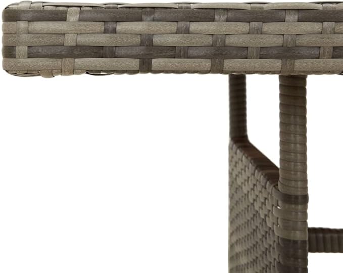 vidaXL Patio Table, Outdoor Dining Table, Solid Acacia Wood Top, Robust Steel Frame, PE Rattan Construction, Weather-Resistant, Gray, Rectangular (63"" x 27.6"" x 28.3""), Grey, 318697
