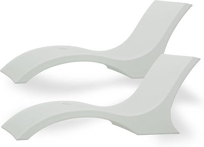 M MASSIMO MOTOR in-Pool Lounger Chairs, Patio Shelf Chaise Recliners, Deck, Beach Pool Side, White - 2 Chairs