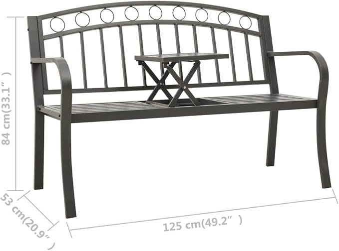 Garden Bench Outdoor Bench Patio Bench Cushions for Outdoor, Park, Yard, Entryway, Iron Metal Frame Furniture - Photo 2