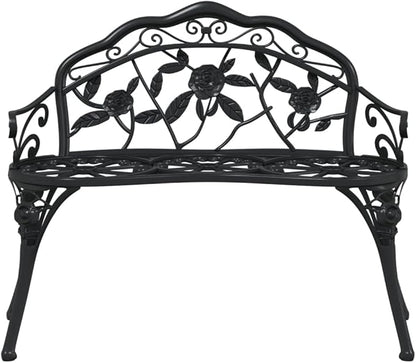 Patio Bench, with backrest and Armchair, Garden Bench, Park Bench for Yard, Garden, Patio, Lawn,39.4" Cast Aluminum Black