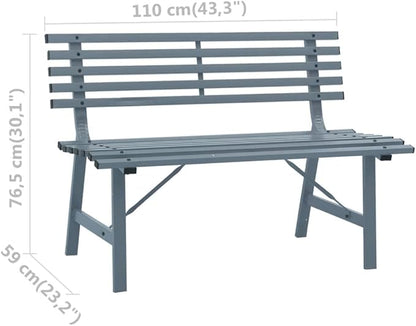Outdoor Patio Bench, Metal Garden Bench with Backrest, Steel Park Bench Patio Furniture for Porch, Park, Yard, 43.3" x 23.2" x 30.1" Gray