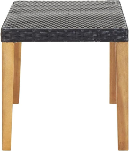 Garden Bench Deck Bench Patio Bench 47.2" Black Poly Rattan and Solid Acacia Wood