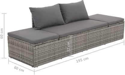 Patio Bed,Pool Lounge Chairs,Outdoor Chaise Lounge,Patio Lounge Chair,Outdoor Furniture,Outdoor Garden Chair,for Pool Side,Balcony,Beach,Yard,Gray 76.8"x23.6" Poly Rattan