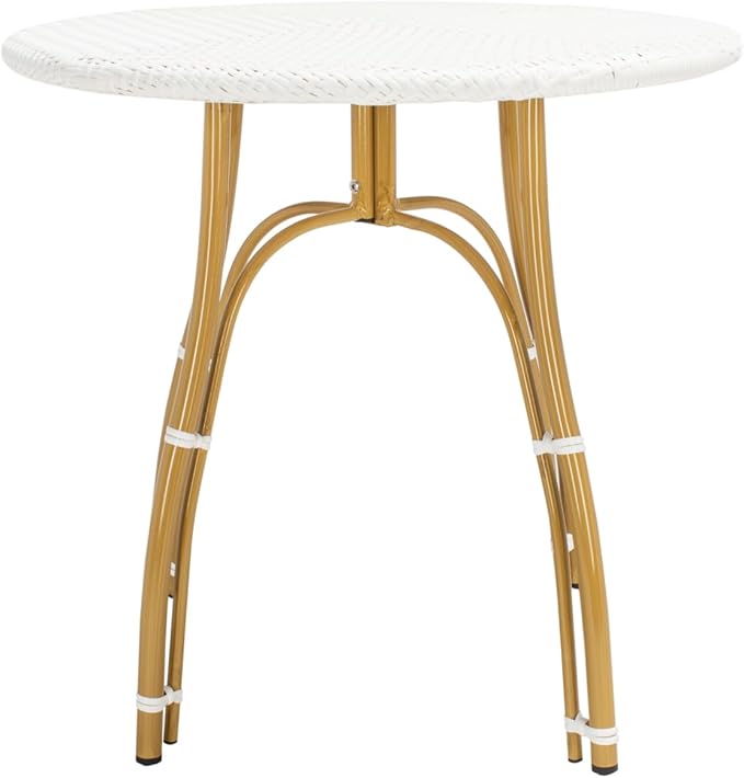 Safavieh PAT4011C Outdoor Kylie White Rattan Bistro Table