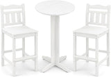 3-Piece Outdoor Bar Set, HDPE Adirondack Bar Height Chairs Set of 2 and Round Bar Table - Photo 1