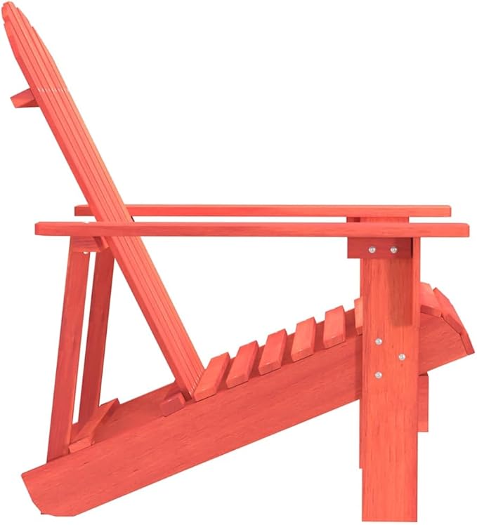 Red Solid Fir Wood Medium Ergonomic Adirondack Chair for Outdoor Relaxation in Garden Patio Poolside with - Photo 4