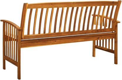 Patio Bench,Outdoor Bench,Patio Garden Bench,Outside Park Bench for Patio,Lawn,Terrace,Deck with Cushion 57.9" Solid Acacia Wood