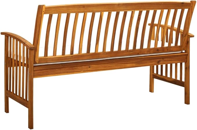 Patio Bench with Cushion Garden Bench Outdoor Bench for Outdoors Porch Entryway Furniture for Yard 57.9" Solid Acacia Wood