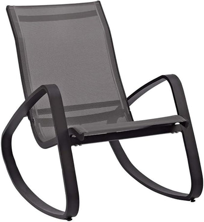 Modway EEI-3180-BLK-BLK-SET Traveler Rocking Lounge Chair Outdoor Patio Mesh Sling Set of 2, Black