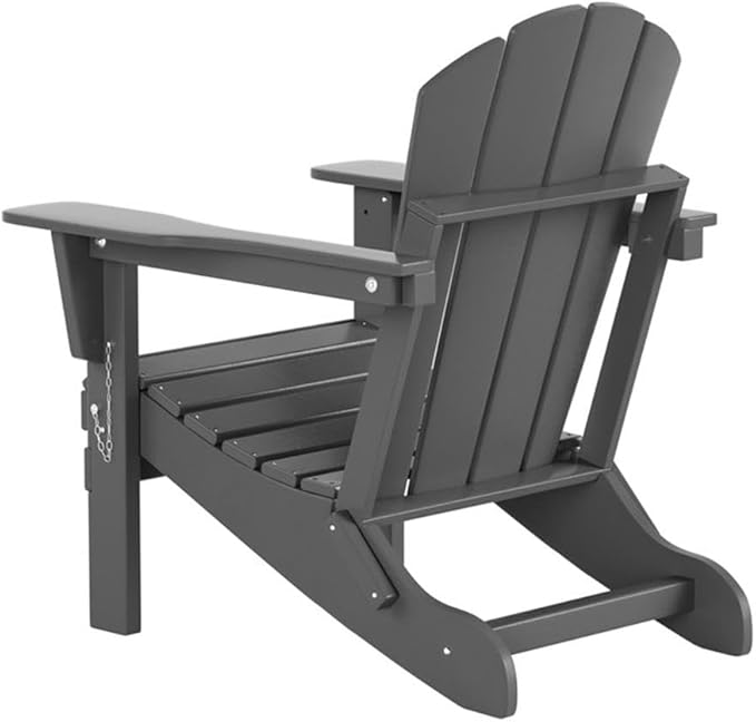 Costaelm Outdoor Folding Chair, Outdoor Seating Folding Firepit Chairs, All Weather Poly Adirondack Chair for Deck Backyard Garden Lawn Pool Patio, Gray