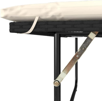 vidaXL Patio Sofa 2-Seater Garden Bench Storage Bed - PE Rattan, Black/Cream, UV-, Outdoor Lounge, 45.3"x29.5"x35.8"