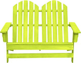Green Solid Fir Wood Adirondack Chair 2-Seater Outdoor Patio Furniture with Wide Arms and Ergonomic Design for Garden - Photo 3