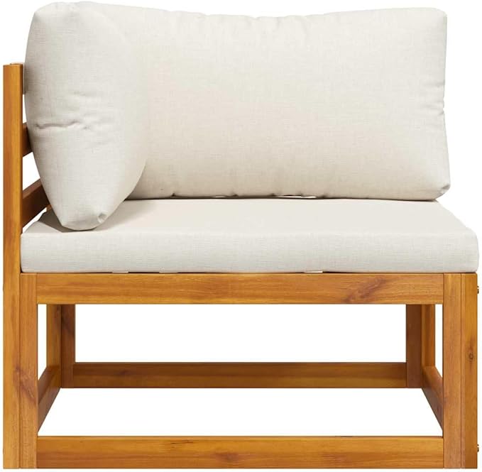 vidaXL Outdoor Solid Acacia Wood Sectional Corner Sofa with Cream White Cushions, Customizable Configurations - Photo 8