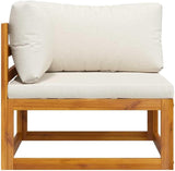 vidaXL Outdoor Solid Acacia Wood Sectional Corner Sofa with Cream White Cushions, Customizable Configurations - Photo 8