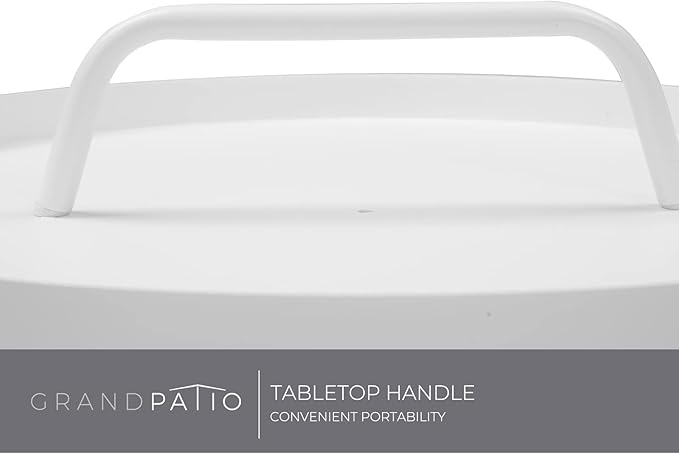 Grand patio Outdoor Side Table with Handle, Small Portable End Table, 17-in Round Side Table, White