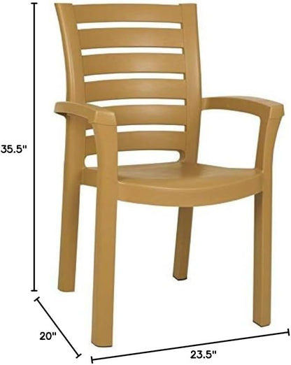 Compamia Marina Patio Dining Arm Chair in Teak Brown (Set of 2)