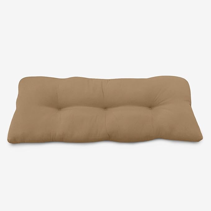BrylaneHome Tufted Bench Cushion - 45.5" L x 19" W x 3" H- Patio & Outdoor - Water, Stain & Fade Resistant - Khaki - Photo 1