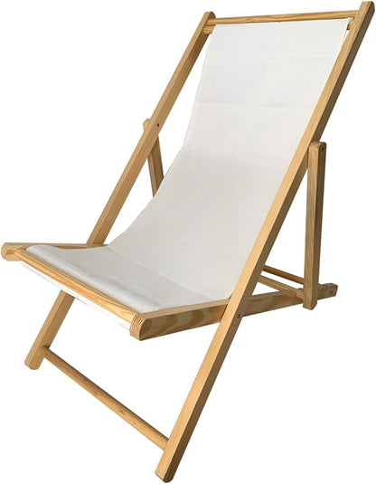 TBACW Patio Lounge Chair Replacement Canvas 47" L x 17" W - Beach Sling Chair Fabric, Indoor Outdoor Use - No Wooden Frame (White)