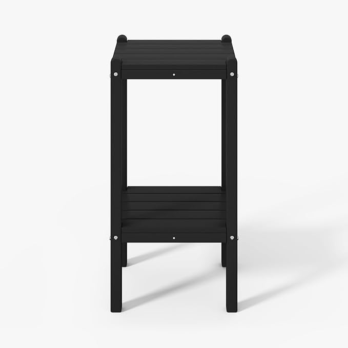 WestinTrends Malibu 36" Outdoor Adirondack HDPE 2-Tier Patio Side Table, Black - Photo 1