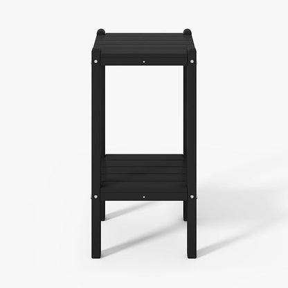WestinTrends Malibu 36" Outdoor Adirondack HDPE 2-Tier Patio Side Table, Black