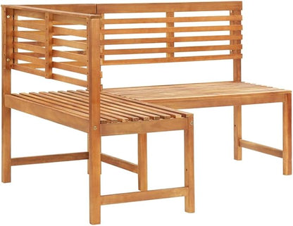 Patio Corner Bench, Vintage Garden Wooden Bench, Bench with Backrest, Garden Furniture Bench for Patio, Garden, Yard, Lawn,55.1" Solid Acacia Wood