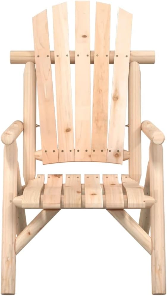 Natural Solid Spruce Wood Garden Chair, Classic Adirondack Design for Patio Balcony Outdoor Seating - Photo 3