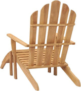 Set of 2 Natural Teak Adirondack Chairs with Footrests, Solid Wood Foldable Outdoor Patio Furniture for Garden, Balcony - Photo 6
