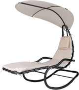 Outdoor Hammock Rocking Chaise Lounge Swing Chair, with Stand and Canopy, Porch Swing w/Soft Cushion Removable Headrest - Photo 1