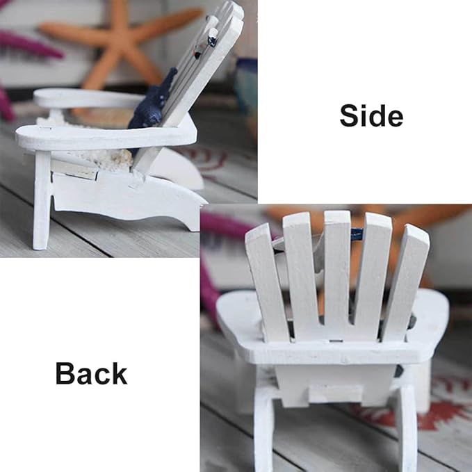 4 Pieces Wooden Adirondack Miniature Chair Ornaments with Nautical Life Ring for Coastal, Ocean, Beach Office Home Decoration Favor