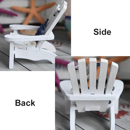 4 Pieces Wooden Adirondack Miniature Chair Ornaments with Nautical Life Ring for Coastal, Ocean, Beach Office Home Decoration Favor