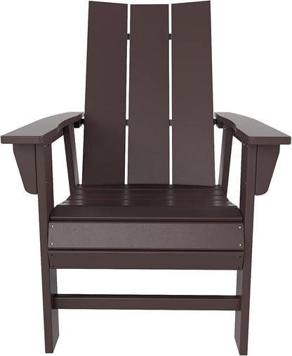 WO WESTIN OUTDOOR HDPE Shoreside Modern Curveback Adirondack Dining Chair,Dark Brown