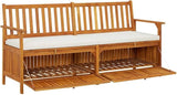 Storage Bench with Cushion, WoodenPatio Storage BenchOutdoor Garden Bench, Bench with Backrest for Patio, Garden, Yard - Photo 4