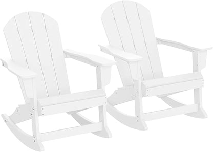 WestinTrends Malibu 2 Piece Set Outdoor/Patio Poly Adirondack Rocking Chairs (2 Seater), White